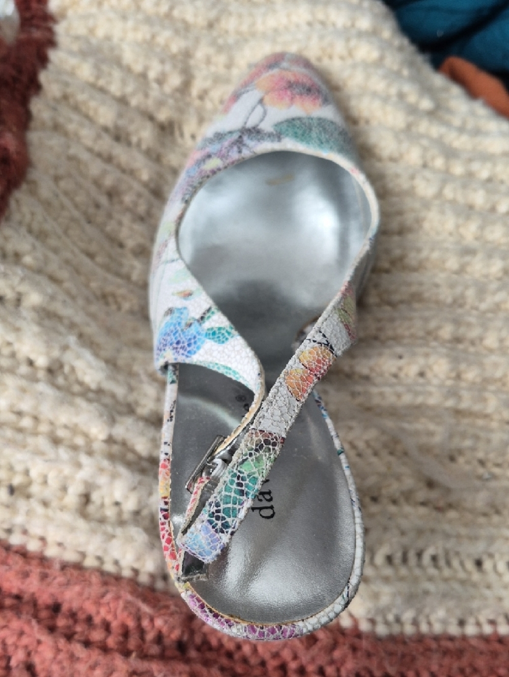 David Tate Mosaic Floral Slingback Pump Heels Multicolor Pastels 9.5 - Picture 13 of 16